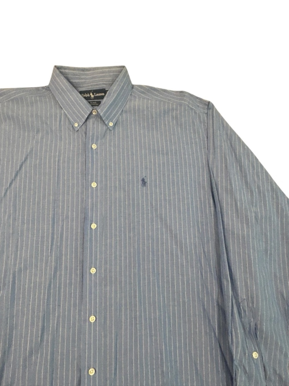 Ralph Lauren Blake Blue Pinstripe Button-Down Shirt XL Cotton Long Sleeve Casual